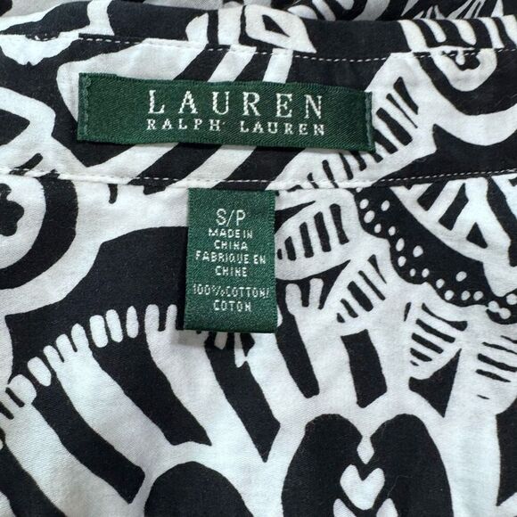 Lauren Ralph Lauren Womens Black & White Floral Print Button Down Blouse Size Pe - Picture 3 of 5